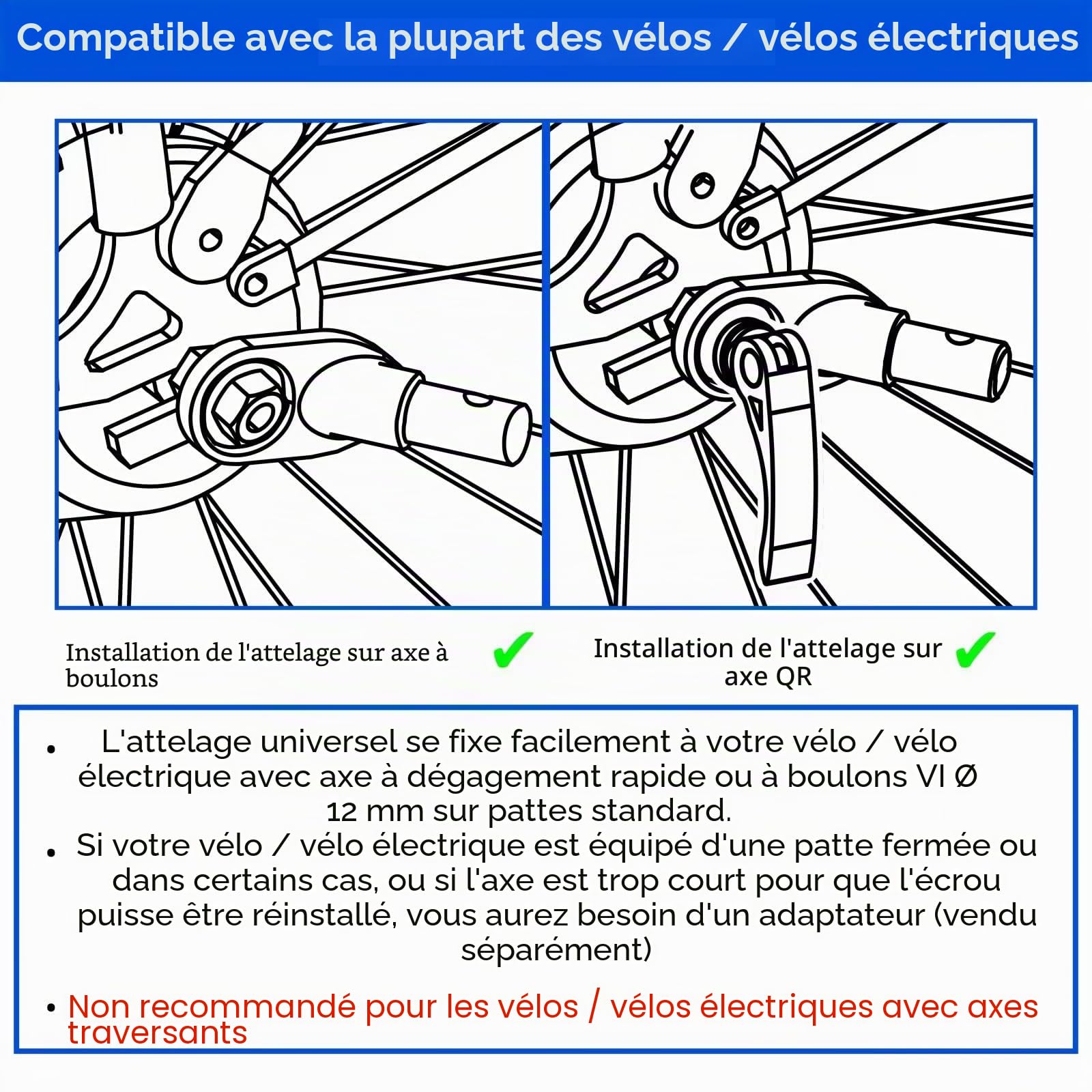 DOGGYHUT® Remorque de vélo pliable de qualité supérieure pour chien jusqu'à 23 kg