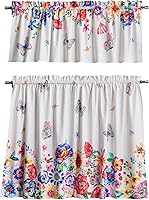 Vista 65 de Maison d' Hermine Juego de cortinas de cocina para ventanas 100% algodón Juego de cenefas de cocina para el hogar [2 niveles (71 cm x 91 cm) y 1