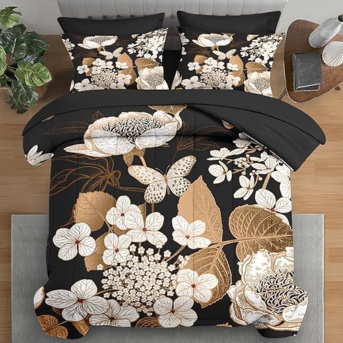 Miniatura 21 de Juego de edredón tamaño individual, ropa de cama retro de 5 piezas para niños y adultos, juego de sábanas con estética hippie para niños con sábana