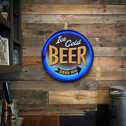 Miniatura 2 de Cartel LED de neón con tapa de botella de cerveza fría helada, decoración de pared retro para la cueva del hombre, sala de juegos, sala de juegos o