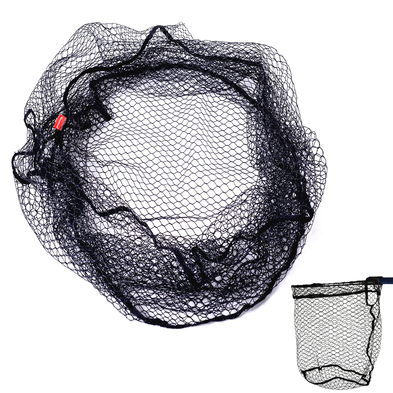 Rubber Coated Replacement Fishing Net Hook Resist for Landing Net Black Large Size