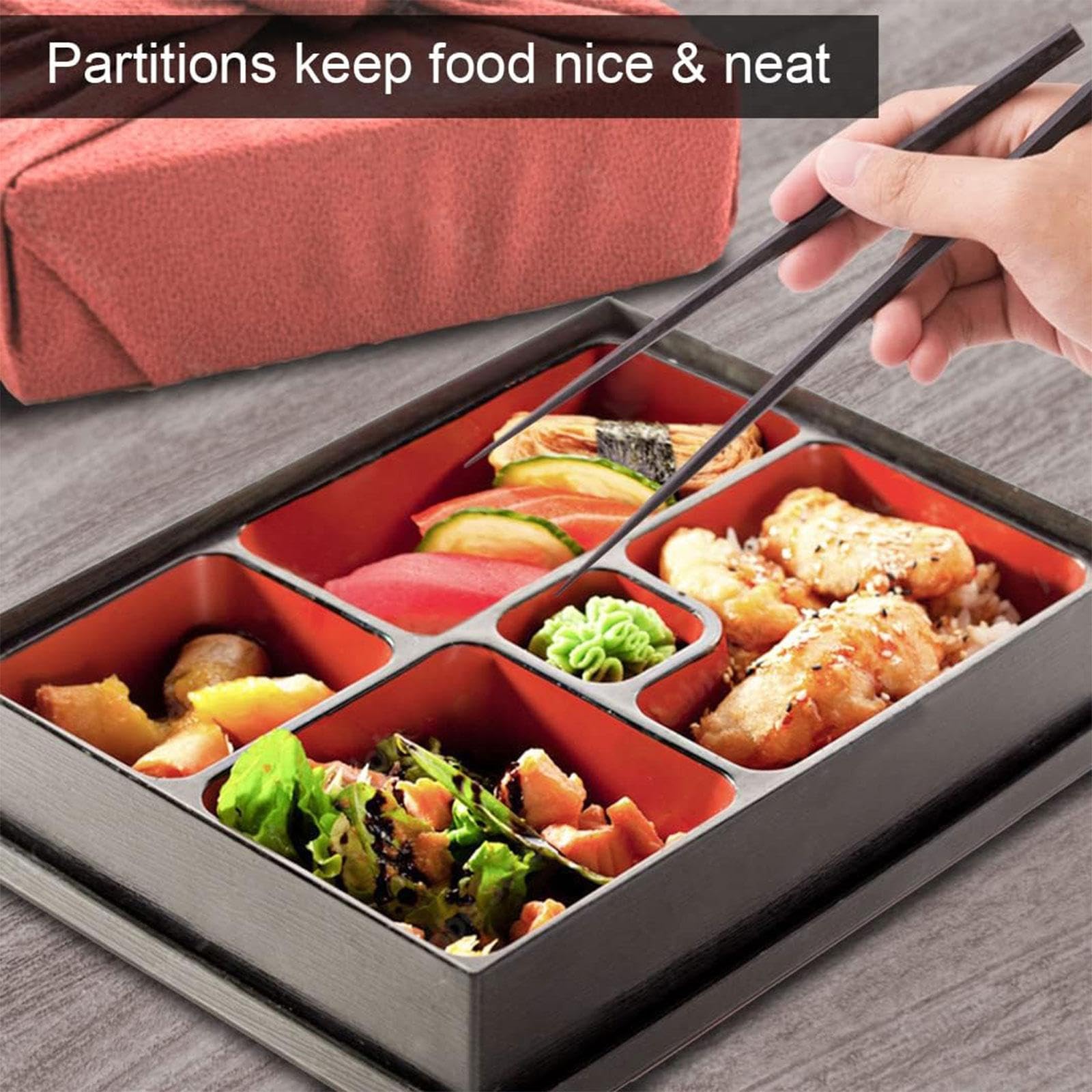 Boîte à Bento avec Couvercle, 5 Compartiments pour Servir et Les Collations, M