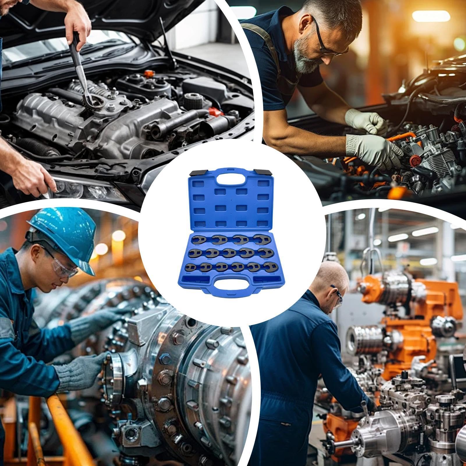 Klucz Crowfoot 15 Częściowy Stal Nierdzewna Kształt U | Metalowy Zestaw Kluczy Do Nakrętek Kielichowych do nakrętek kielichowych 8-24 mm mechanika samochodowa warsztaty