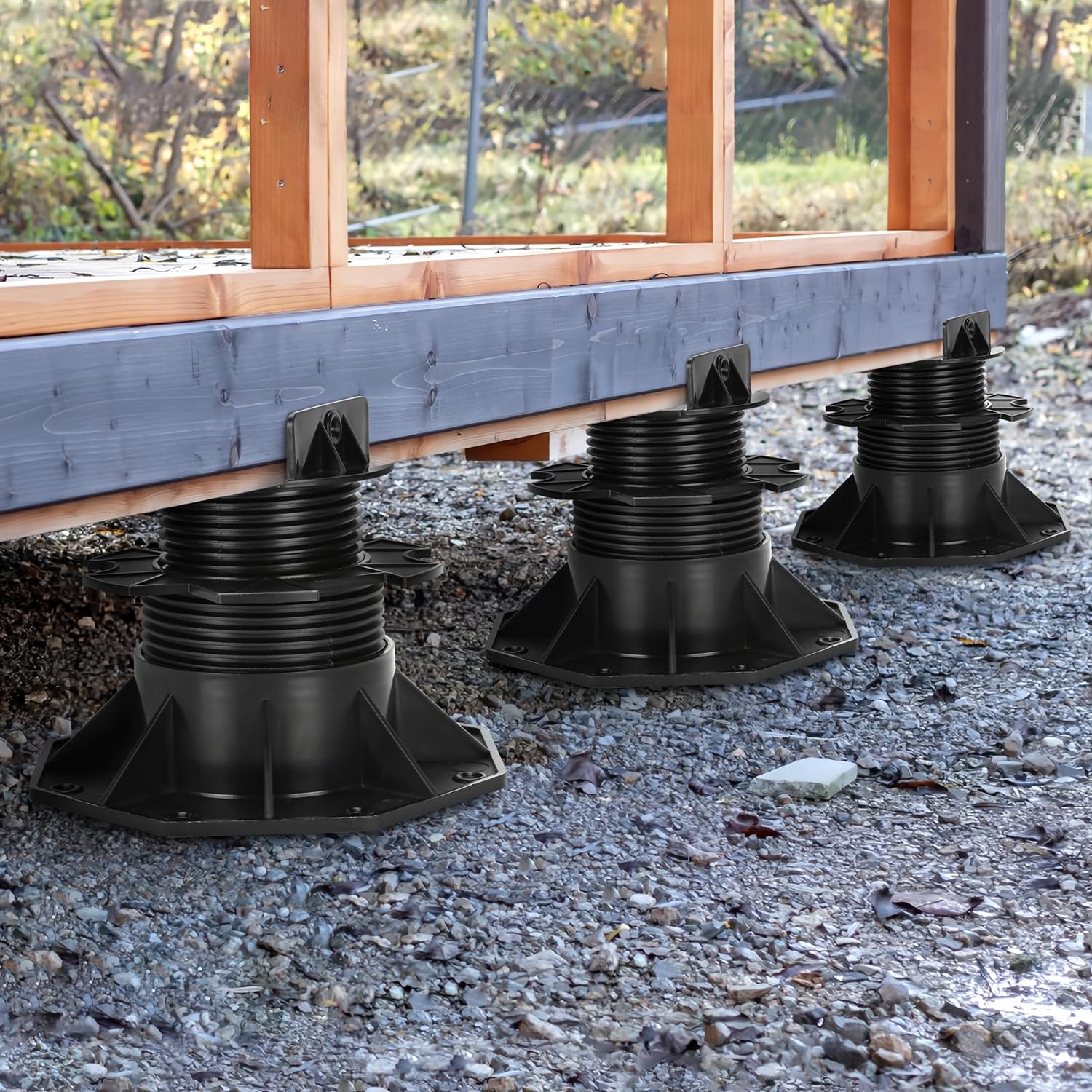 Herrselsam - 50 cuscinetti per pannelli, cuscinetti per piastre, supporti regolabili in altezza, 60 - 140 mm, per assi da terrazzo, per sottostruttura in legno, WPC e pietra
