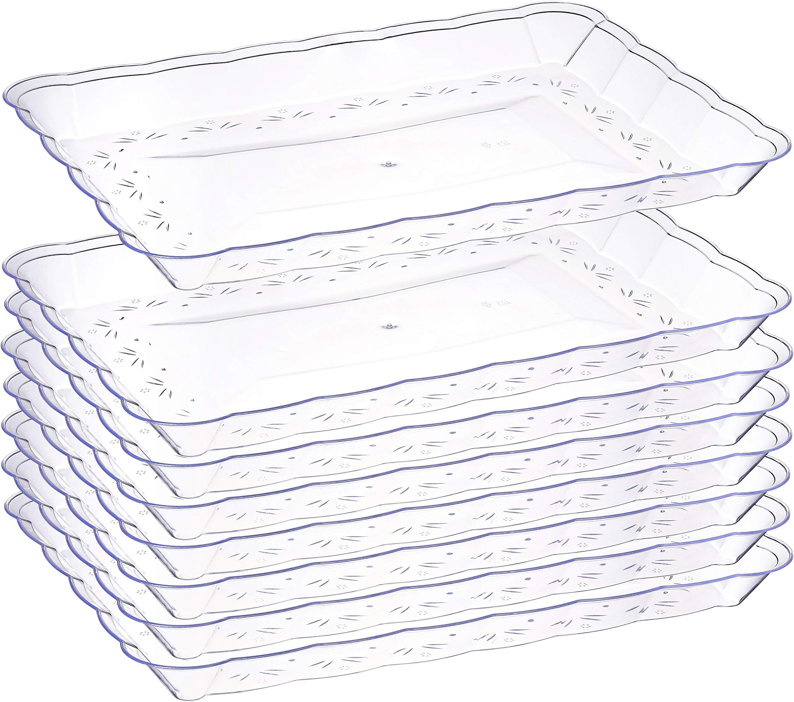 StarMar Plastic Serving Trays - 6 Pack - Disposable Rectangular tray, The Perfect Platters And Trays For Parties, Dessert Tray 9 x 13, Clear