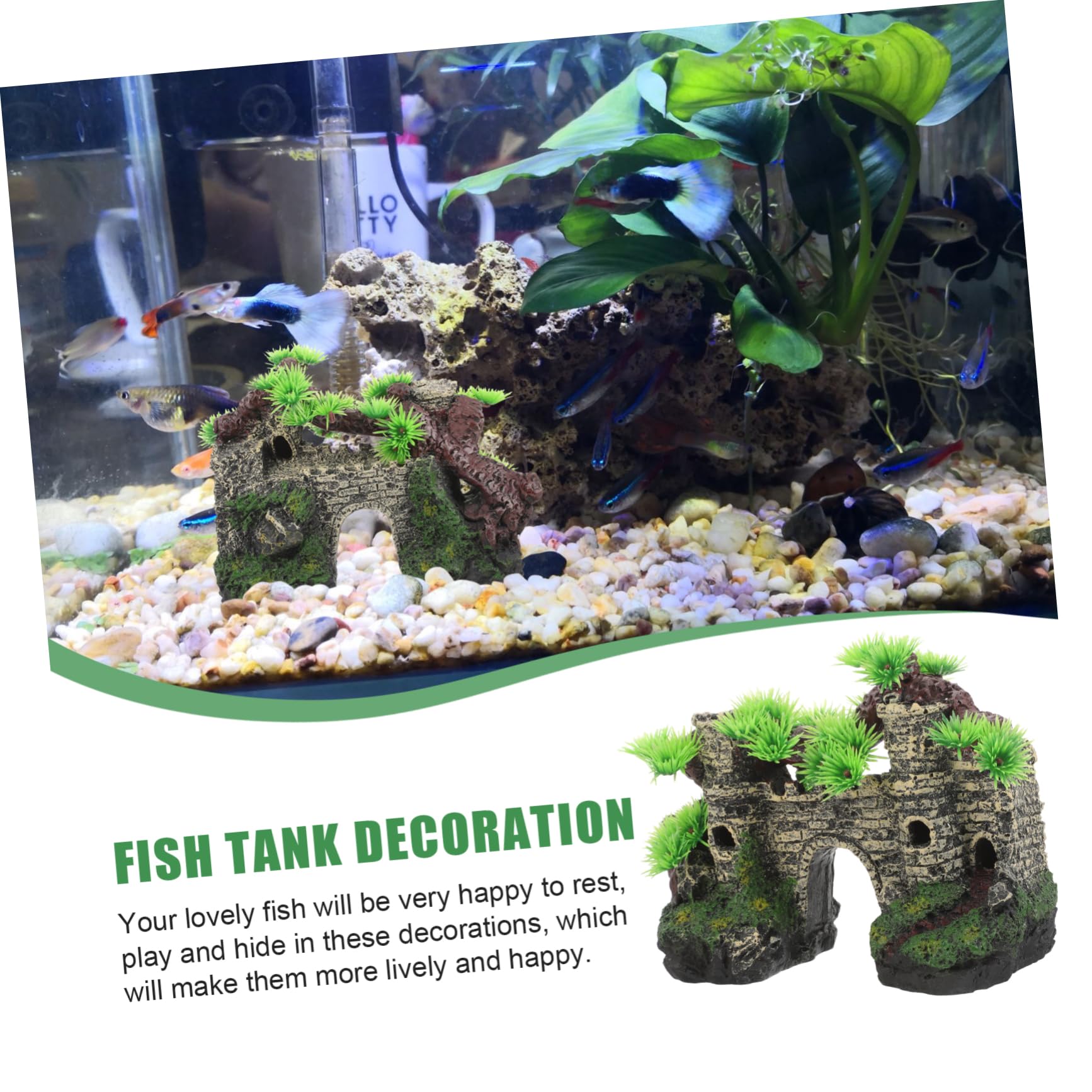 PRETYZOOM 2 Piezas Decoración De Peces Accesorios Decoración del Acuario Castillo del Acuario Decoración del Árbol del Tanque De Peces Ultravioleta Condujo Falso Acuarios Tanques Raíz Resina