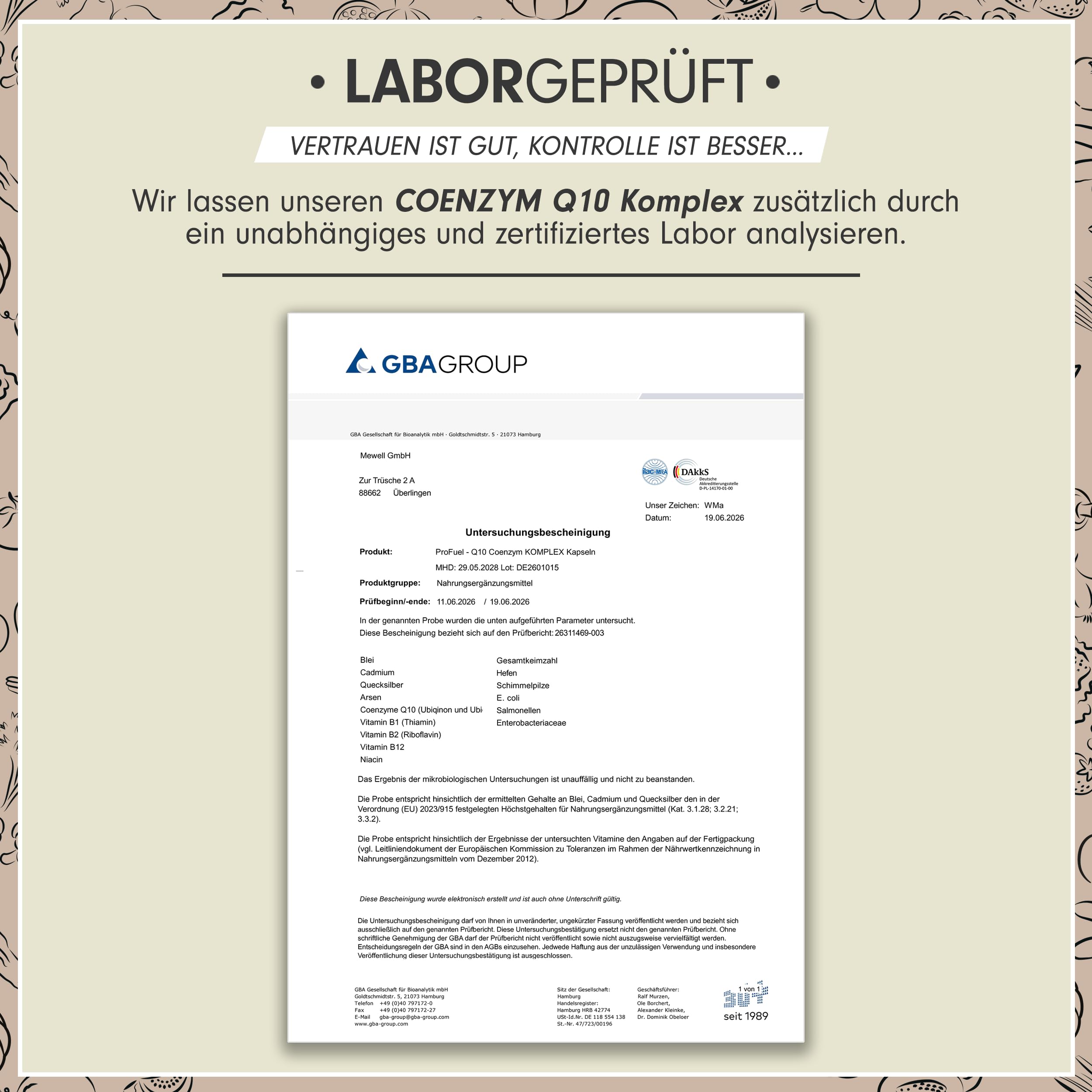 Q10 Kapseln hochdosiert 120x - Coenzym Q10 KOMPLEX mit 200mg Coenzym Q10 + Vitamin B1, B2, B3 und B12 - Energiestoffwechsel & Herzfunktion - laborgeprüft mit Zertifikat - Vorrat für 4 Monate