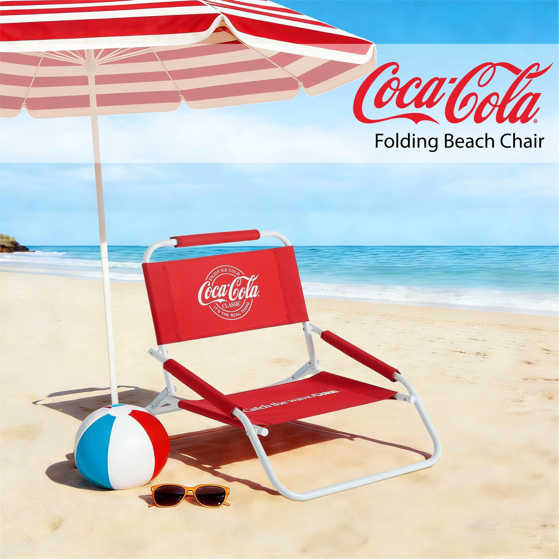 Amazon.co.jp: Coca Cola ロービーチチェア ポータブル折りたたみ