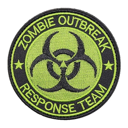 Zombie Outbreak Response Team Patch Biohazard Patches Embroidered Applique Hook&Loop Patch Tactical Patch(Black+Green) - Black+Green