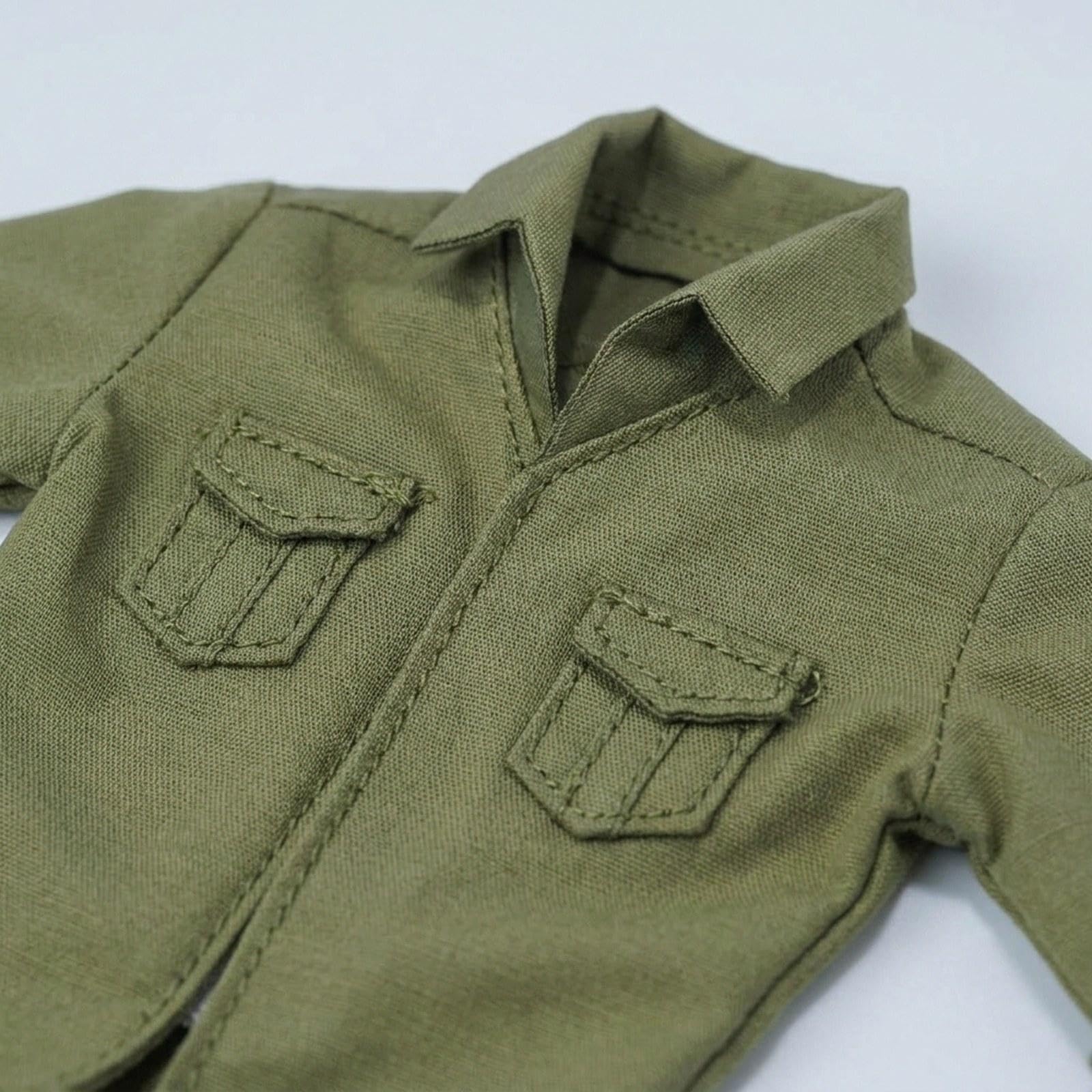 Miniatura Set Abbigliamento Bambola Camicia Pantaloni Gilet Abiti Accessori Tessuto Realistico con Cintura per Figure Azione Adatto per Collezione Reg, Verde
