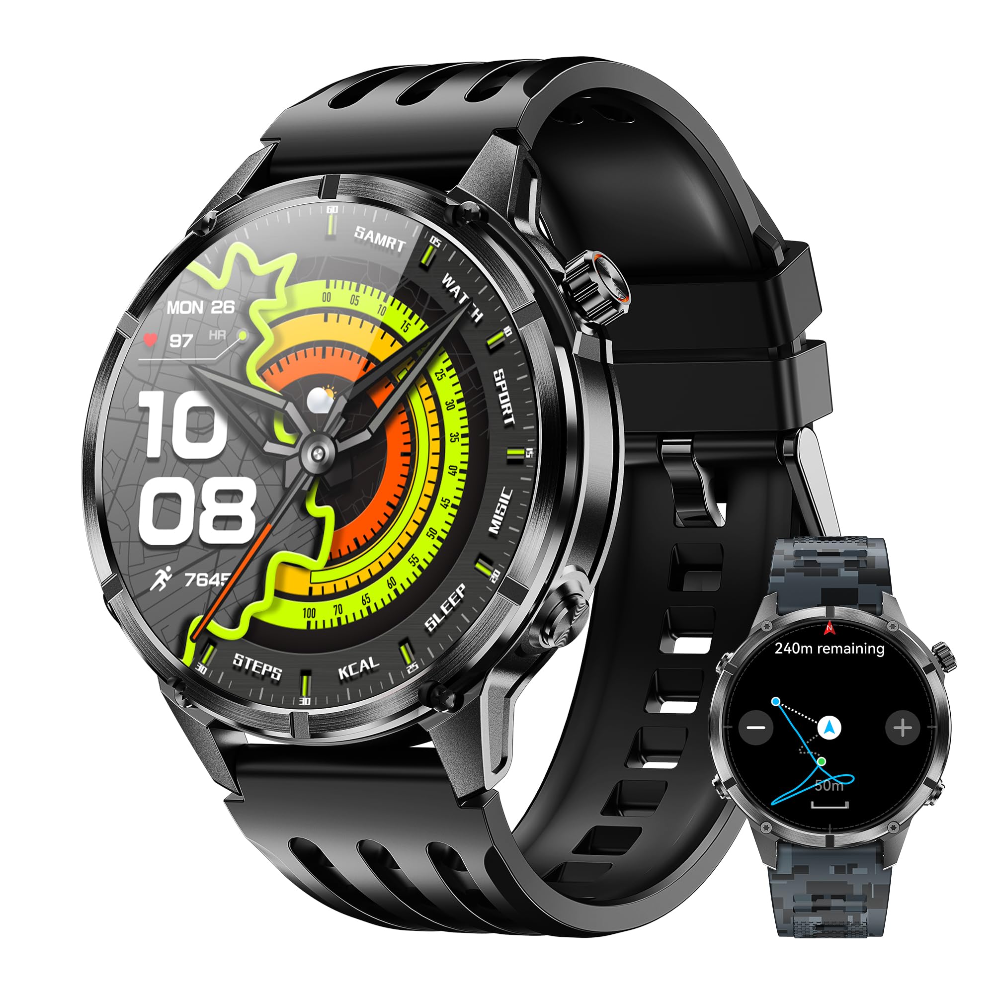 WalkerFit Smartwatch Uomo GPS 2025, Display AMOLED 1,43", Orologio Sport con Chiamate Bluetooth, Impermeabilità 5ATM, Autonomia Prolungata, 170+ Modalità Sport, Compatibile Android iOS (Nero)