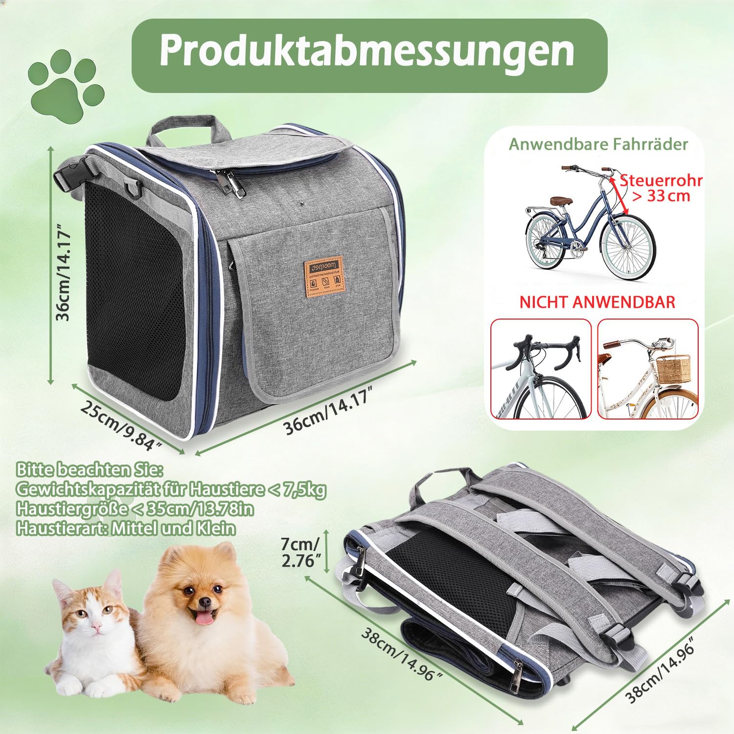 Cestini per bicicletta per cani (non espandibili)