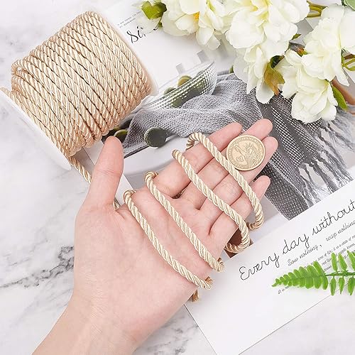 Miniatura 8 de PH PandaHall Cordón trenzado de 0.197 in, cuerda decorativa de seda de poliéster de 3 capas, cordón decorativo de viscosa brillante para