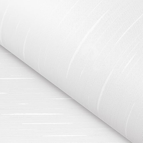 Miniatura 4 de FunStick Papel tapiz grueso de color blanco texturizado, para despegar y pegar, papel tapiz extraíble de tela blanca para armarios, papel tapiz