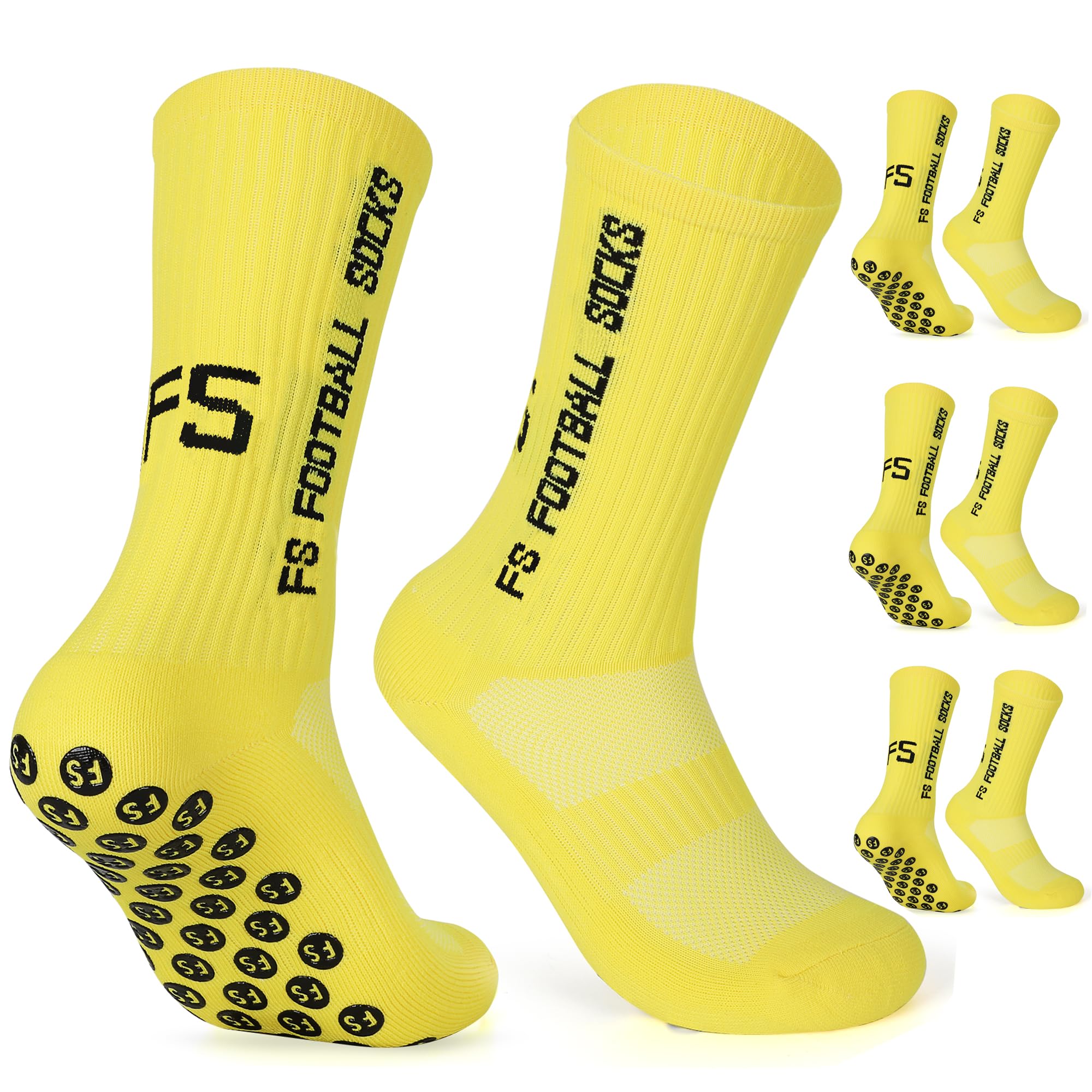 Gohanny Calze Calcio Antiscivolo Pacco da 3 Grip Socks Calcio, 35-39 39-46, Pettinato al 75%, Traspirante ed Elastico, Football Socks per Uomo Donna-Unisex Adulto