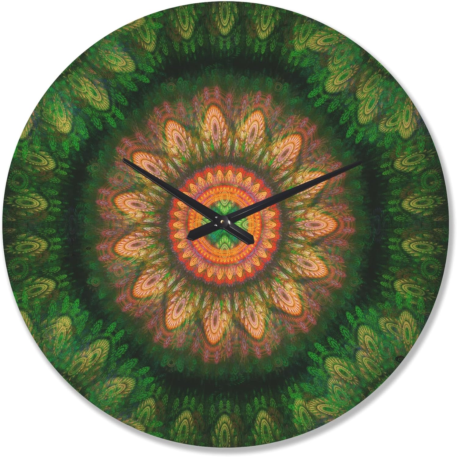 The Fractal Pattern of The Gear System – Modern Wood Clock, Large Oversized Decorative Wooden Wall Clock for Living Room, Office, Bedroom & Study Décor 36x36 Green