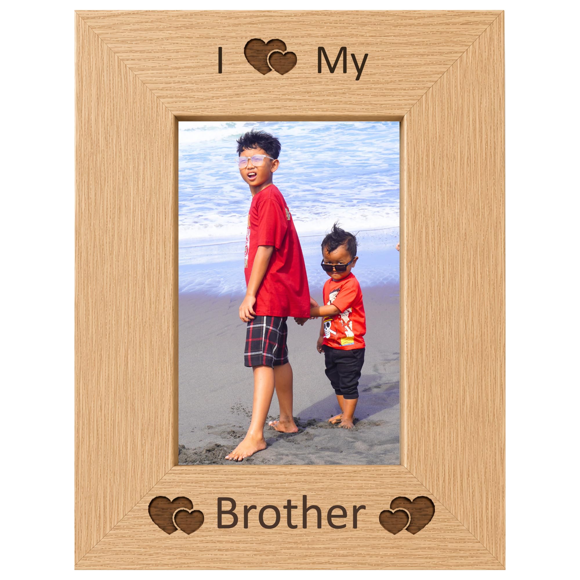 I Love My Brother 6x4 Oak Effect Photo Picture Frame Keepsake Gift