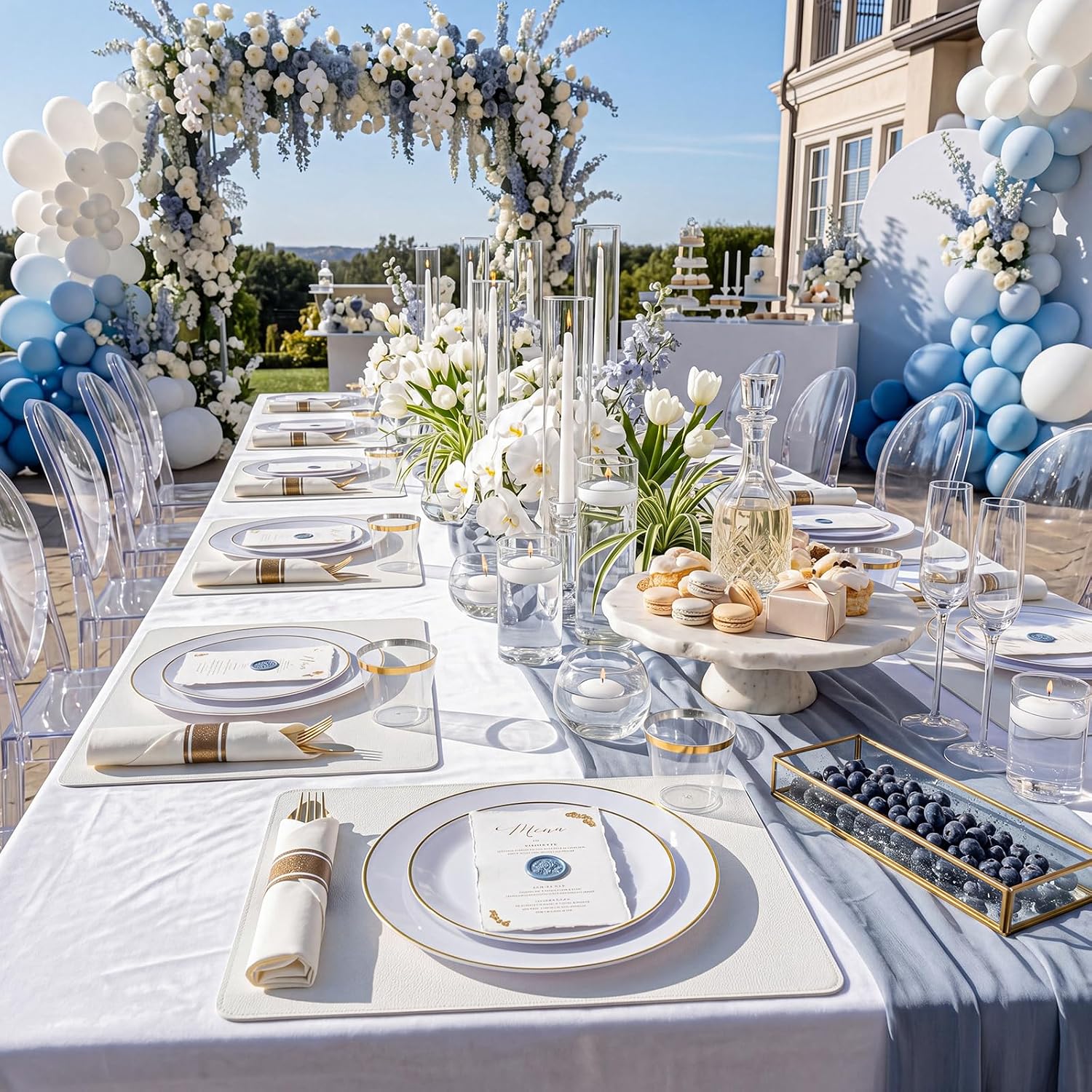 Condition photo showing New/Like New for kire 100pcs disposable plates - white with gold rim plastic plates - includes 50pieces 10.25inch dinner and 50pieces 7.5inch dessert/salad plate for wedding/spring party/graduation gold 100 pcs
