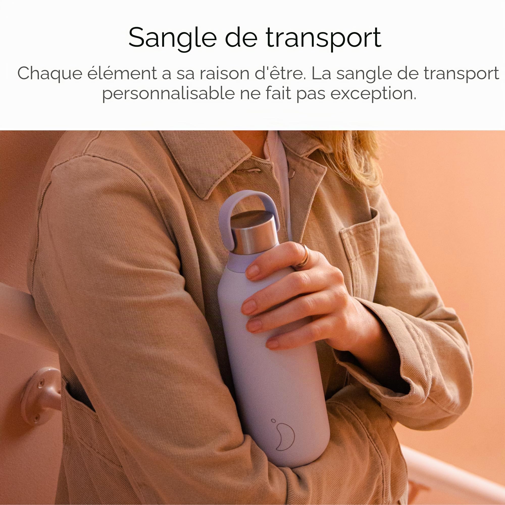 Chilly's Gourde Series 2 - Bouteille Isotherme en Inox avec Collerette Souple & Anse - Thermos pour Boissons Chaudes & Froides - Étanche, Sans Condensation - Abyss Black, 500ml
