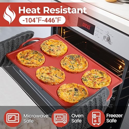 Miniatura 6 de CAKETIME Molde de silicona para muffins con marco de metal, molde redondo antiadherente de 4 pulgadas para horno, magdalenas inglesas, pasteles