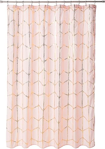 Miniatura 7 de Intelligent Design - Cortina de ducha Raina estampado geométrico lavable a máquina moderna para el cuarto de baño estilo metalizado