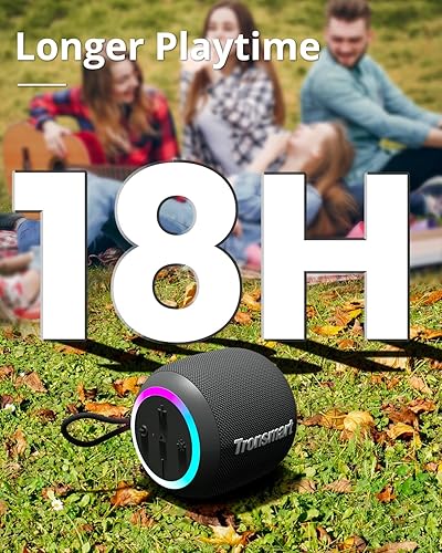 Miniatura 5 de Tronsmart T7 Mini altavoz Bluetooth portátil compacto con luces, sonido estéreo, Bluetooth 5.3, tiempo de reproducción de 18 horas, emparejamiento