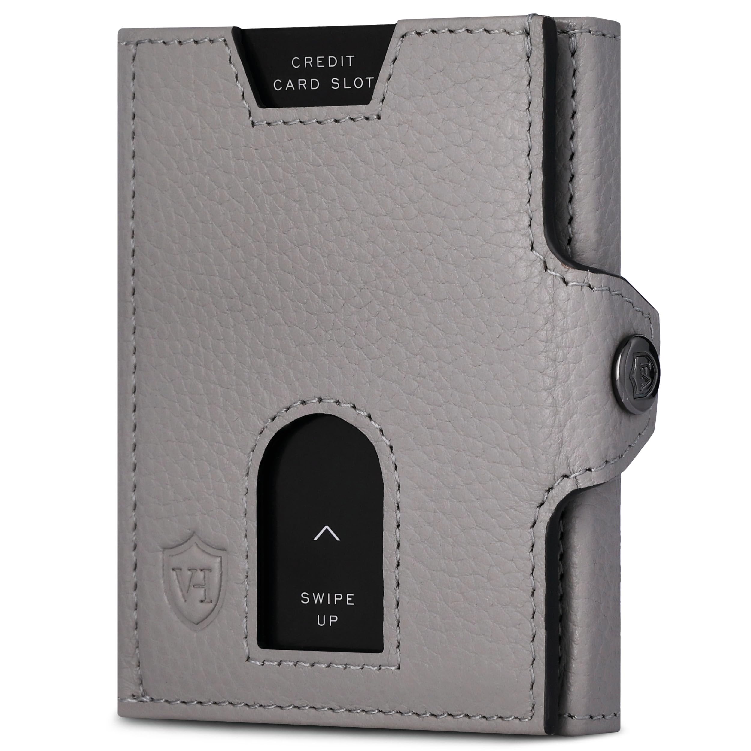 VON HEESEN Slim Wallet mit RFID Schutz - Geldbörse Herren klein - Mini Geldbeutel Damen Portmonee - Kartenetui Echtleder Karten Portemonnaie - Leder Kreditkartenetui Grau