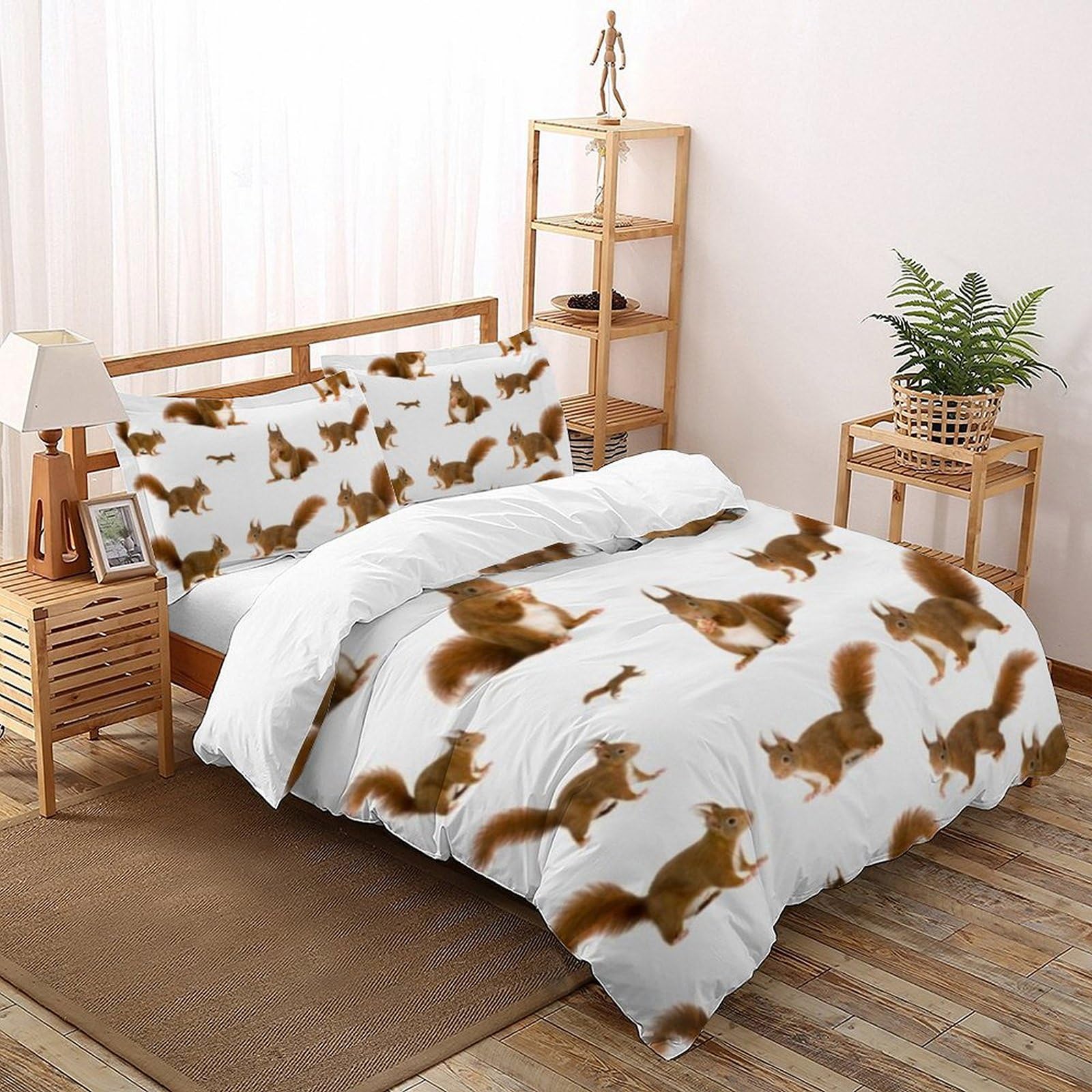Housse de couette écureuil 220x240 cm en microfibre avec fermeture éclair