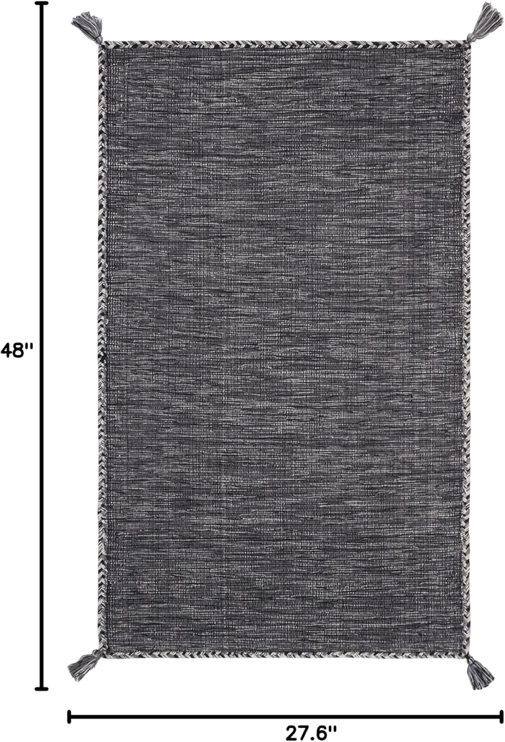 SAFAVIEH Montauk Collection Accent Rug - 2'3" x 4', Grey & Black, Handmade Flat Weave Cotton Corner Tassel, Ideal for High Traffic Areas in Entryway, Living Room, Bedroom (MTK150F)