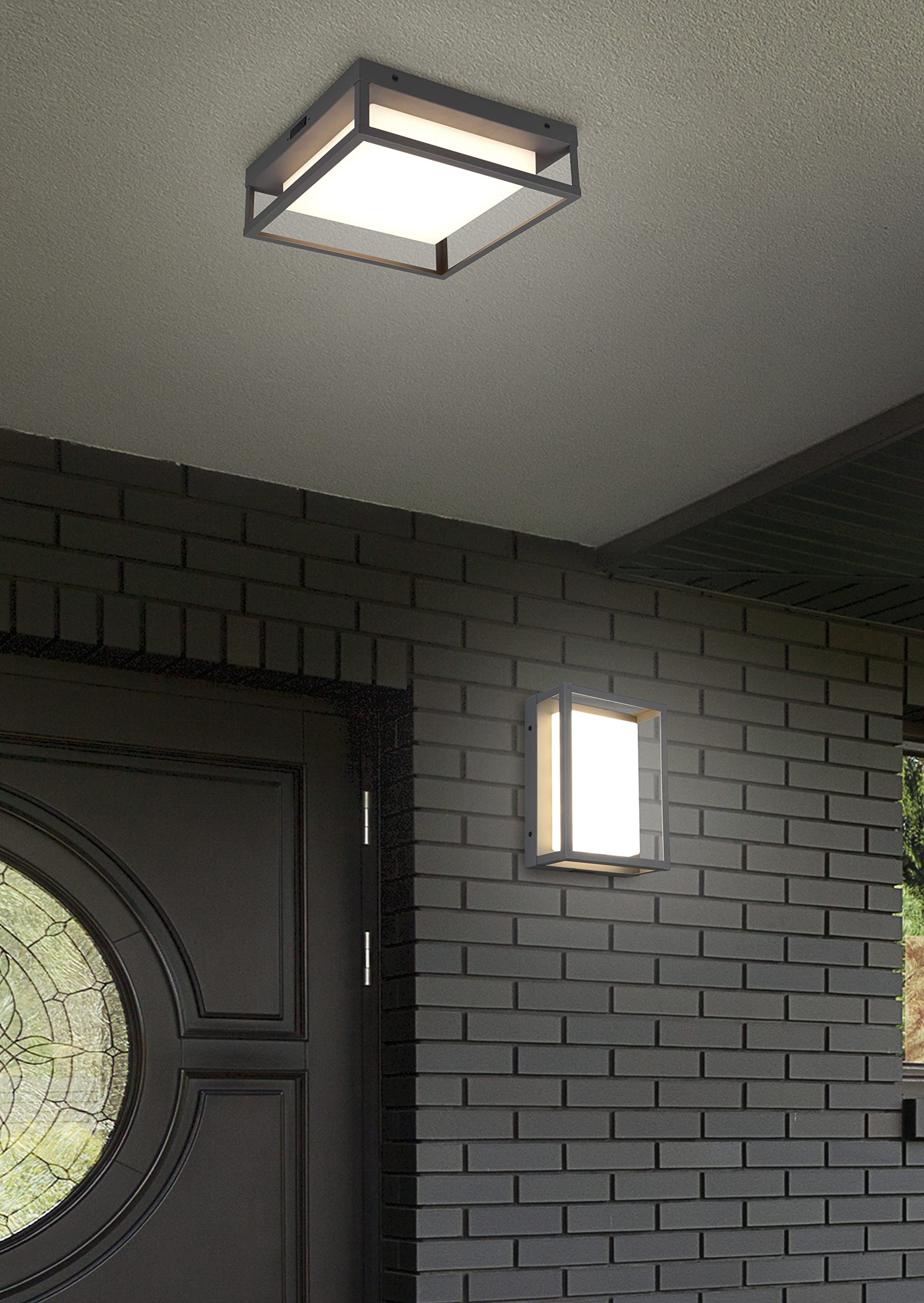Trio Leuchten LED Außen Deckenleuchte Witham 677860142, Metall Anthrazit, Kunststoff weiß, inkl. 10.5 Watt LED, Lichtfarbe einstellbar |