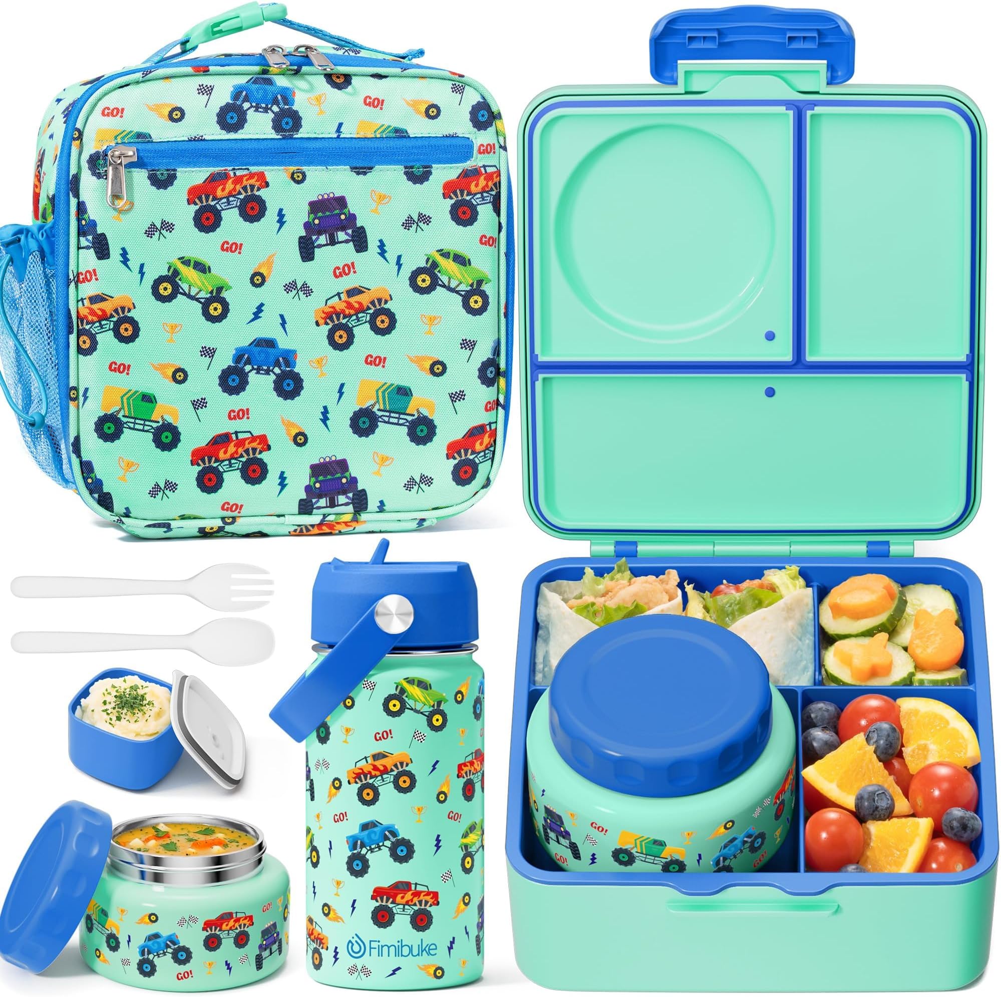 Fimibuke Kids Bento Lunch Box, Leakproof Toddler Bento Box with 8.5 OZ Insula...