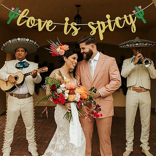 Miniatura 6 de Bandera con purpurina Love is Spicy, letrero de barra de taco, decoración de fiesta de taco, decoración de despedida de soltera, guirnalda de boda