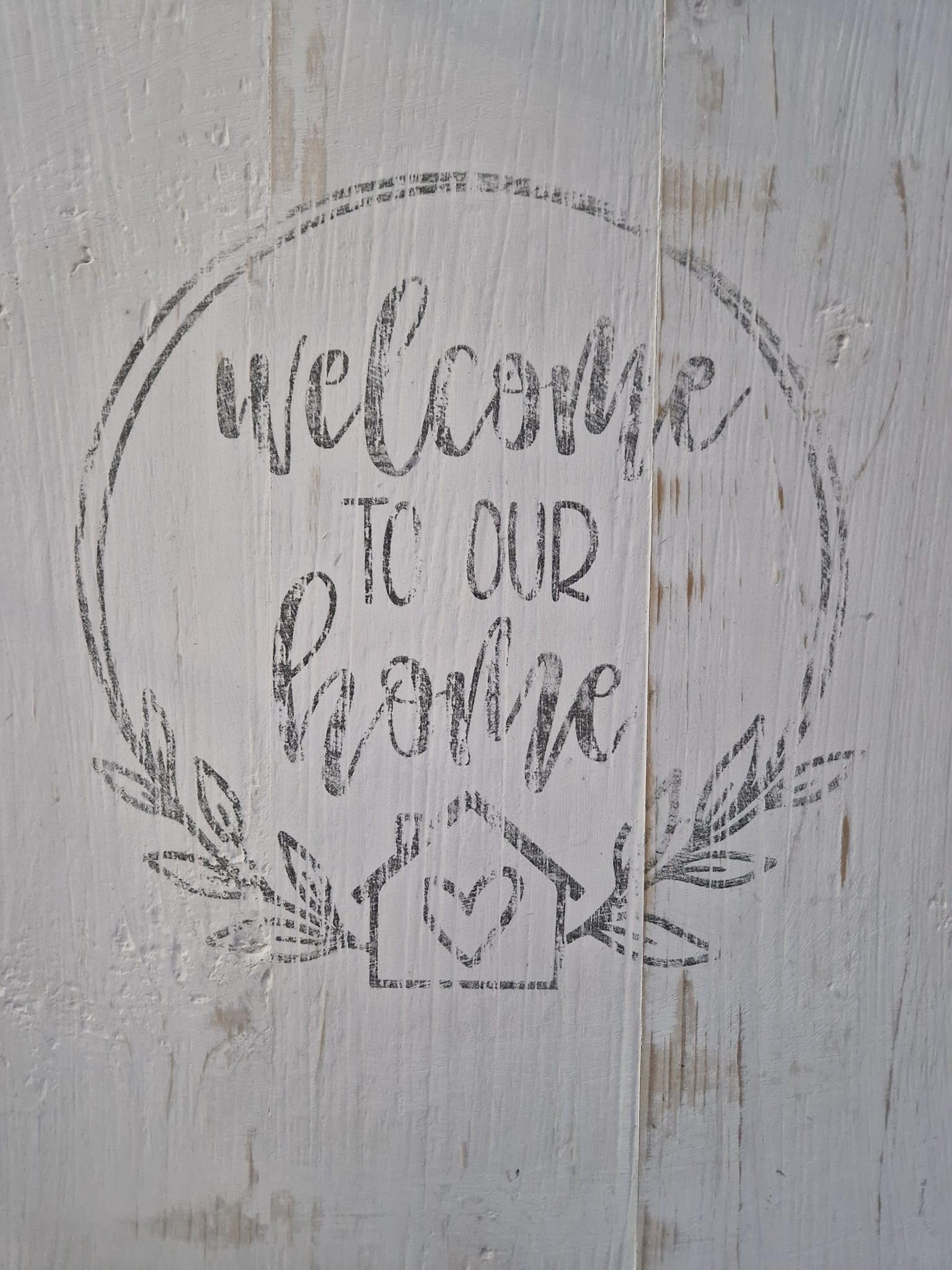 unbekannt SHABBY FRACHTKISTE WANDGARDEROBE HOLZ Welcome to our home GARDEROBE VINTAGE RETRO (antikweiss) Hygge Cozy rund