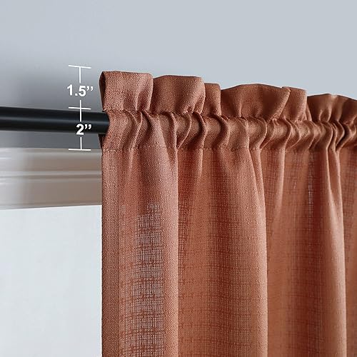 Miniatura 3 de KOUFALL Cortinas de café de 30 pulgadas de largo, cortinas cortas bohemias para dormitorio, terracotaterracota