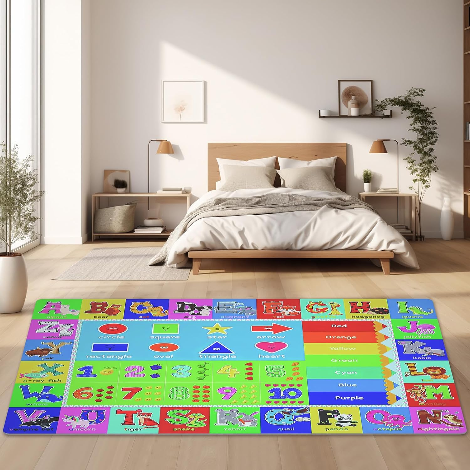 Baby Play Mat for Floor, Non-Slip Playmat for Toddlers & Infants, Extra Thick Large Padded Educational ABC Kids Rug for Crawling & Playing Super Soft Plush Surface to Keep Safe(60"x80")
