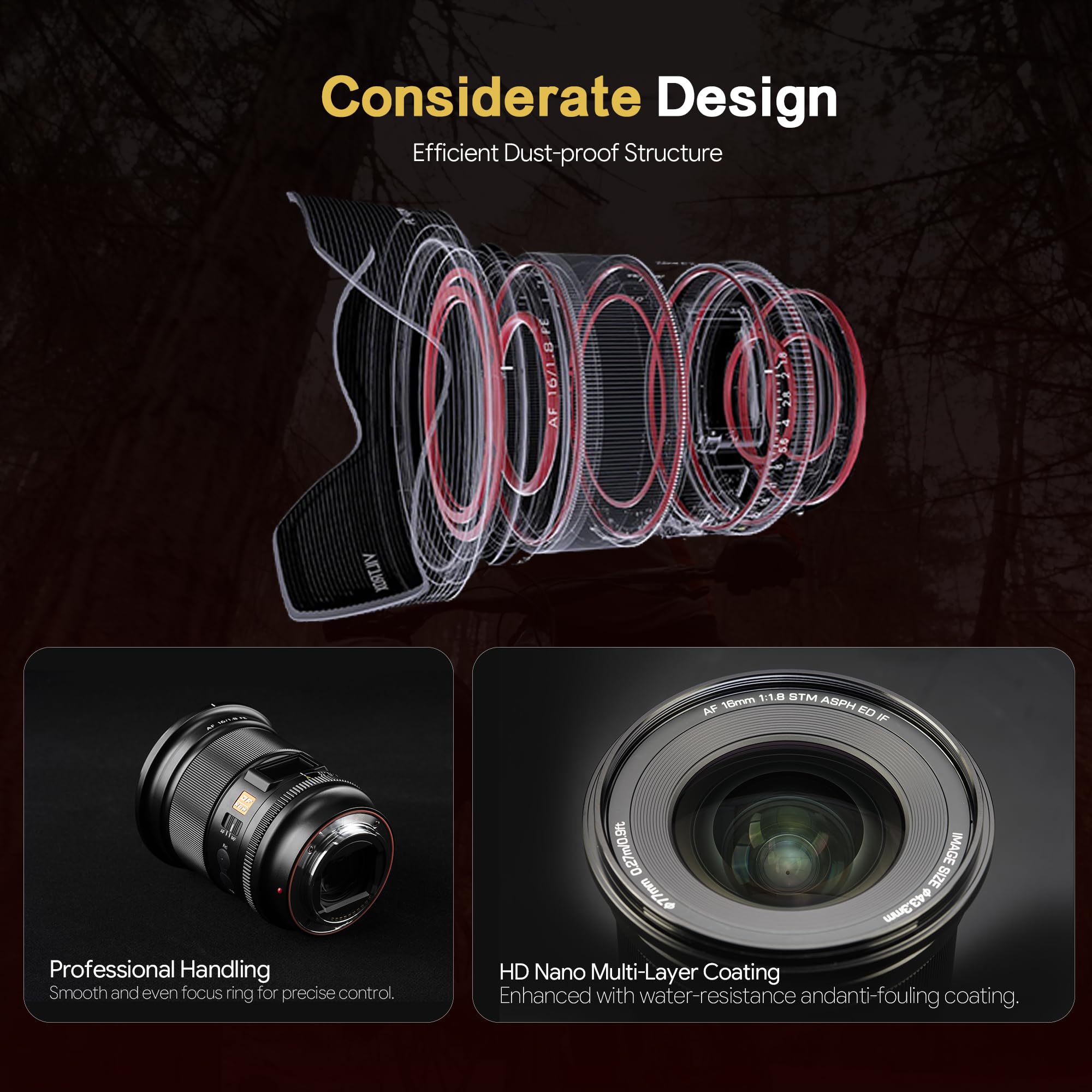 VILTROX 16mm F1.8 Obiettivo Full Frame Messa a fuoco automatica per Nikon Z Mount Grande Apertura Obiettivo per fotocamera Grandangolare Schermo LCD incorporato