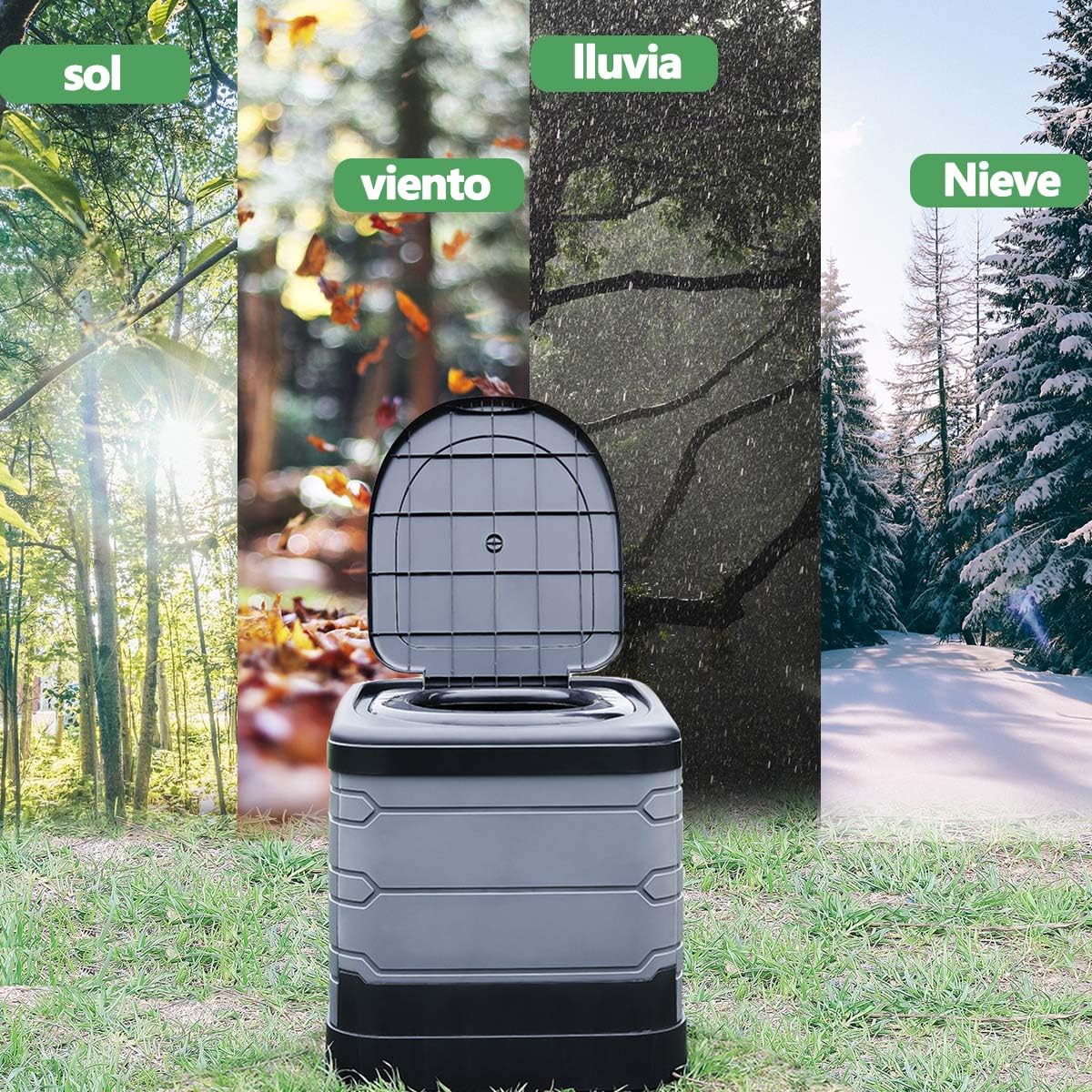 Inodoro para Acampar Plegable XXL, Exterior WC Portatil Camping Grande de 40cm de Altura | Fácil de Limpiar, Fácil de Cargar | Adecuado para Salir, Emergencias de Atascos de Tráfico | Con 20 bolsas de basura grandes para camping, senderismo, viajes, autoc