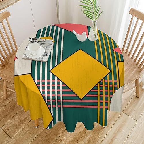 Miniatura 43 de Mantel retro moderno de mediados de siglo, diseño de colores retro de los años 50, resistente al agua, mantel lavable para cocina, comedor, fiesta