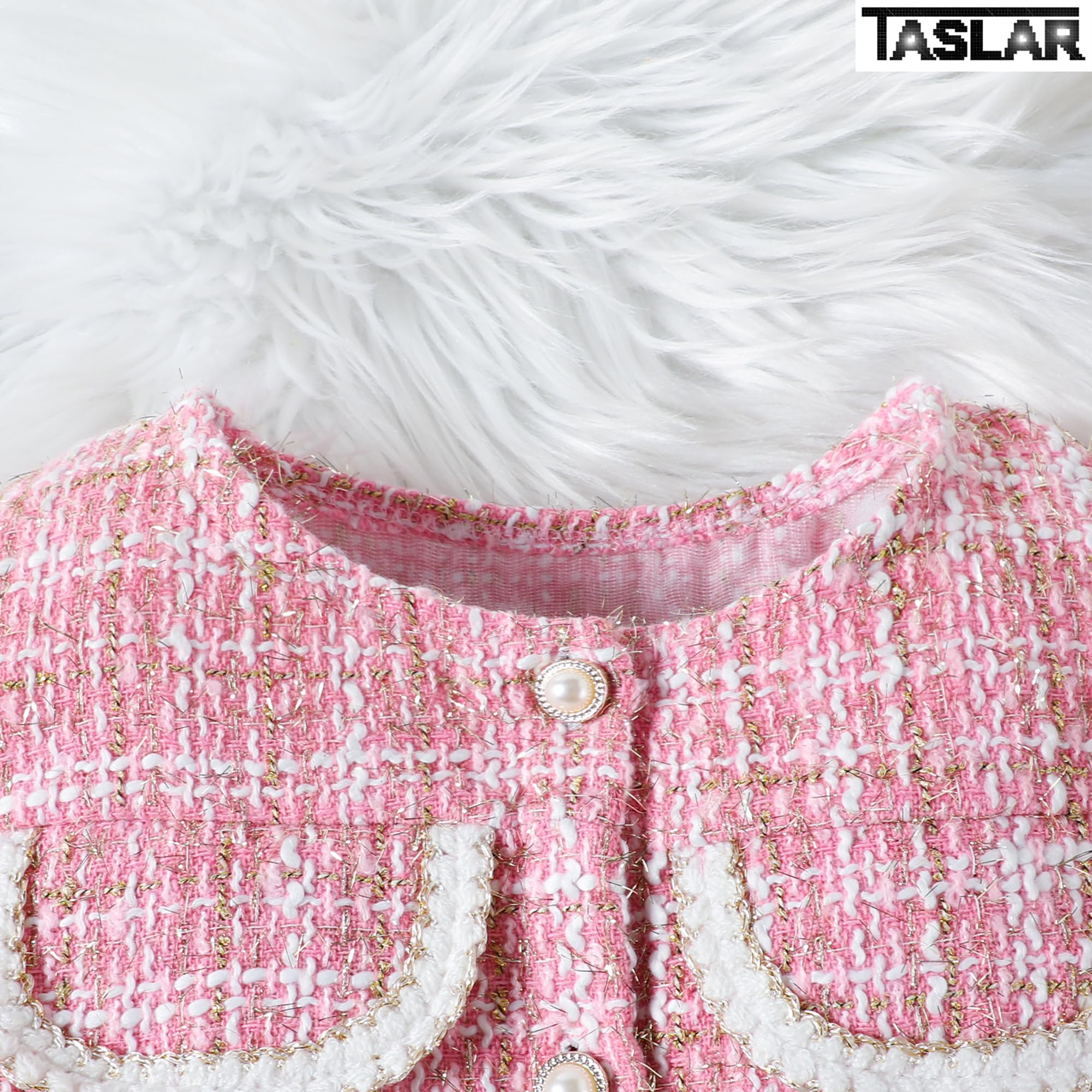 TASLAR Kids Striped Toddler Jacket Baby Girls Suit Furry Patchwork Coat + Skirt + Beret 3Pcs Long Sleeve Shirt Tops Skirts Hat Sets Kids Casual Fashionable Party Dress 3