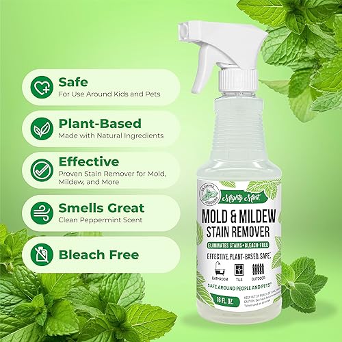 Miniatura 6 de Mighty Mint Spray removedor de manchas de moho y moho, limpieza rápida para baño, cocina, agua dura, exteriores, aroma natural de menta, 16 onzas