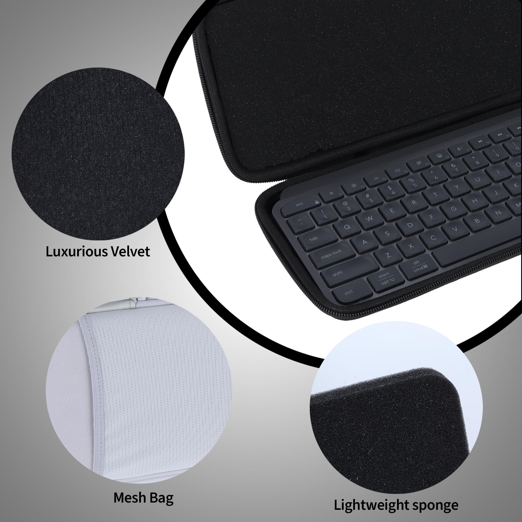 Étui compatible avec clavier lumineux Logitech MX Keys S/MX Keys Advanced (Graphite)