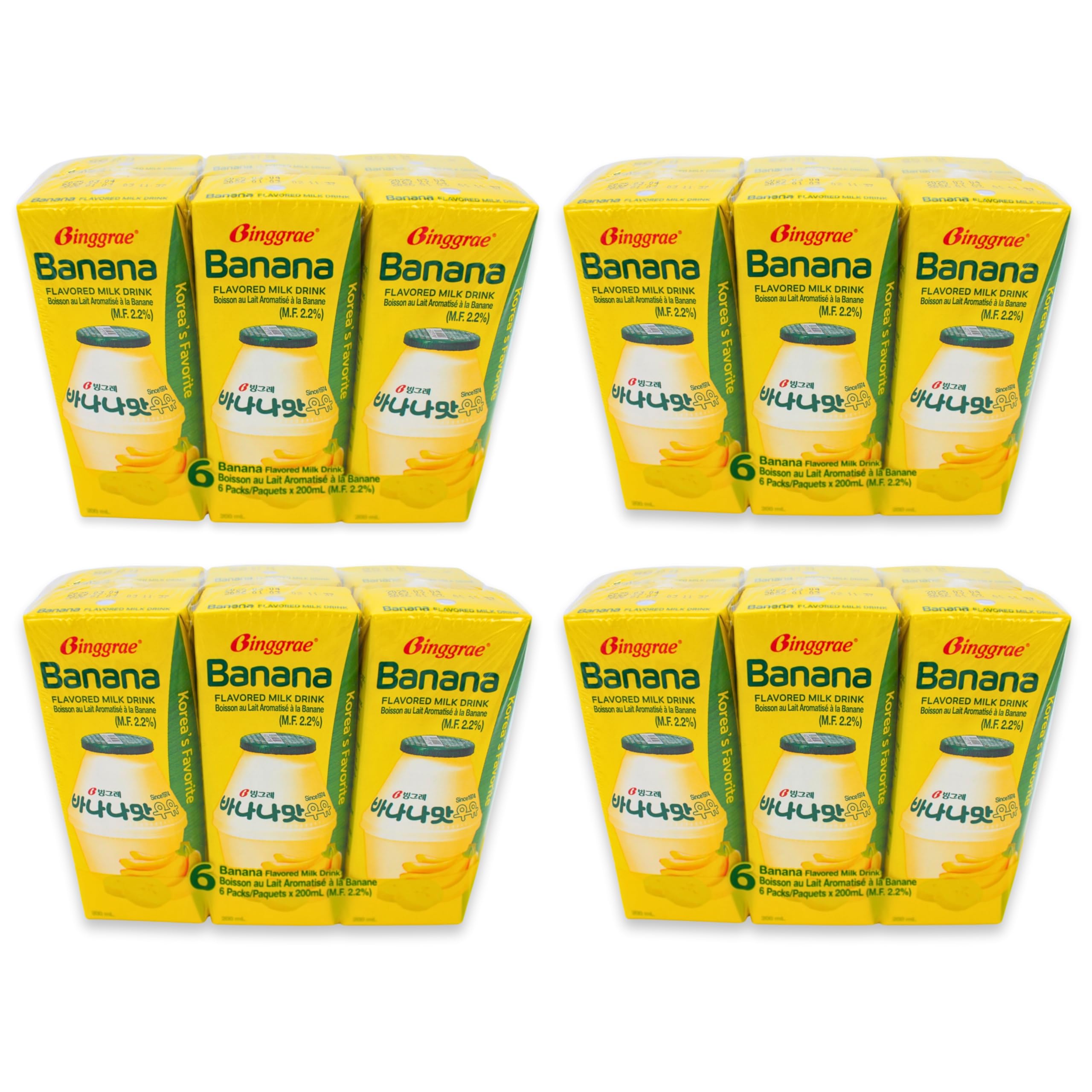 Binggrae Korean Banana Flavored Milk Drink, 24 × 200 mL Tetra Pak