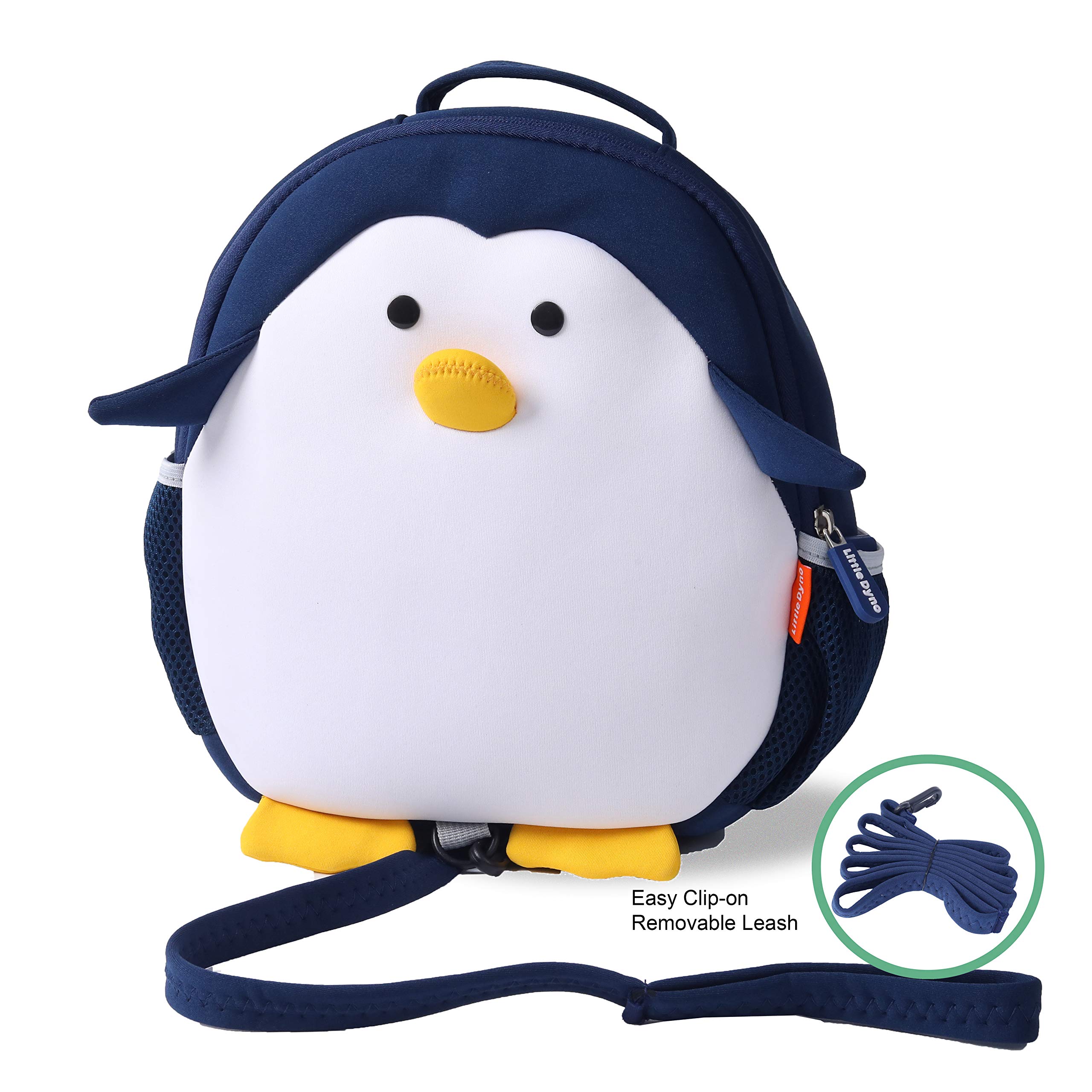 Little Dyno Machine Washable Penguin Toddler Backpack with Anti-lost Harness Leash & Lunch Bag, Great For Picnic & Beach & Preschool
