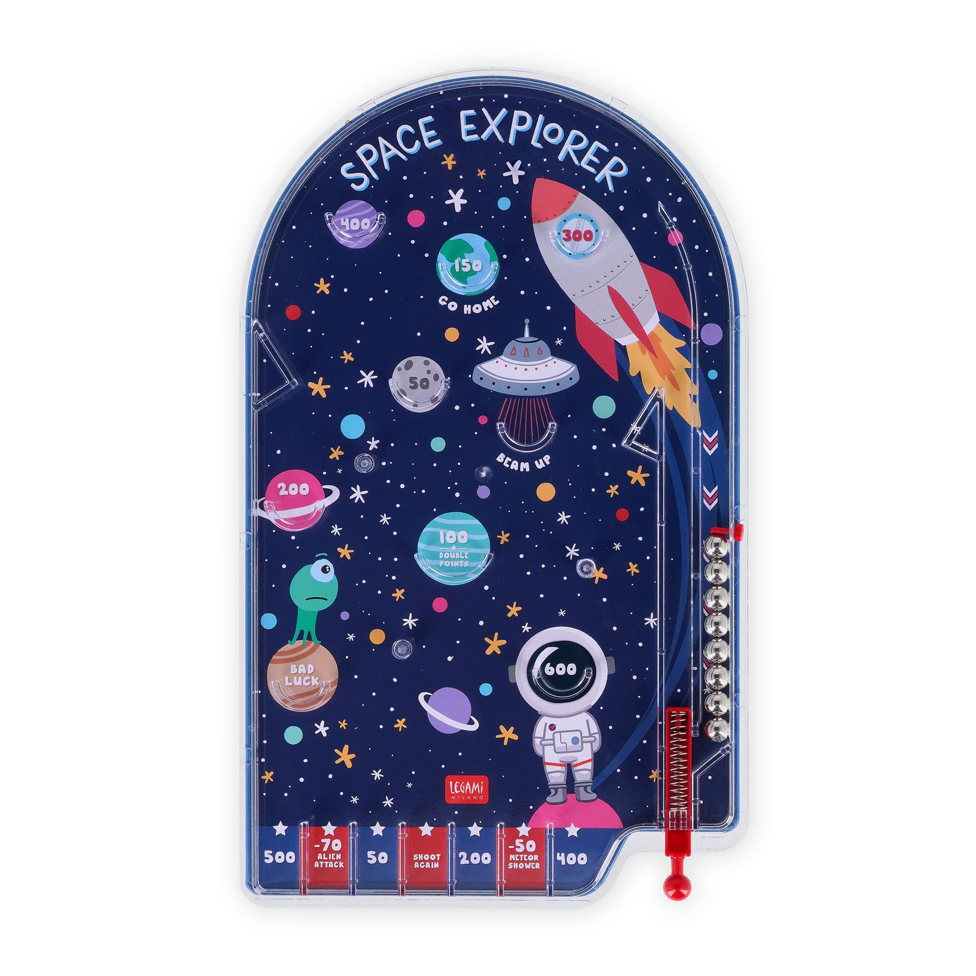 Legami - Mini Flipper, Juego portátil, 17,7 x 29 cm, Tema Space, PBG0004