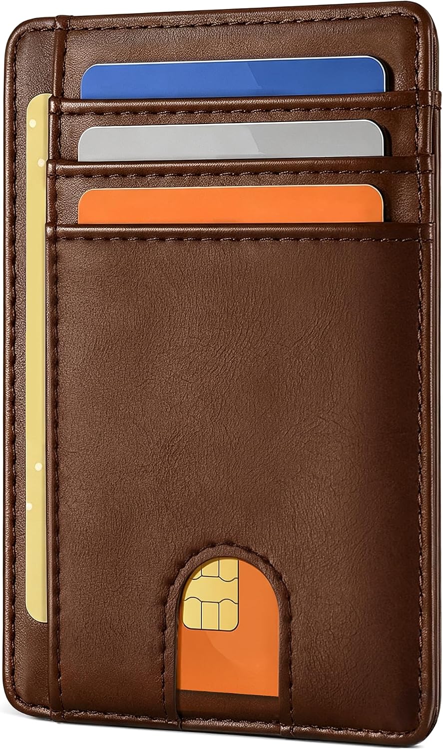 Slim Minimalist Wallet for Men,Front Pocket Wallet RFID Blocking Small Thin Credit Card Holder for Men (New Brown)
