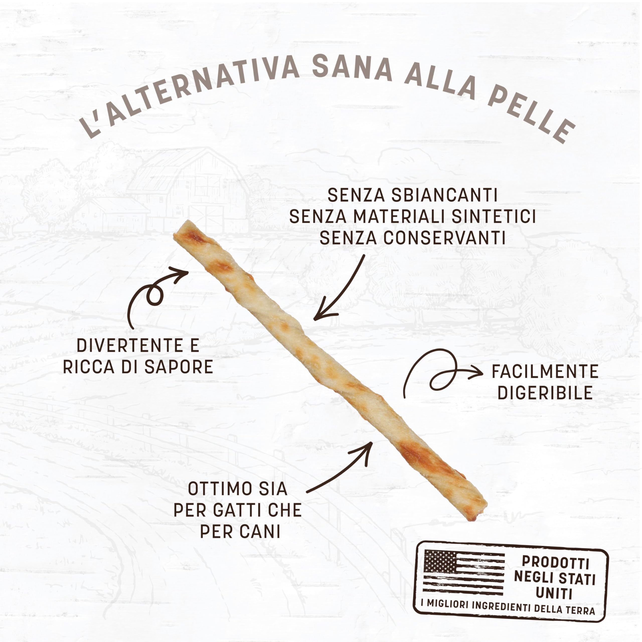 Earth Animal No-Hide Stix Naturali Senza Pelle al Pollo - Snack a Masticare a Lunga Durata per Cane di Piccola Taglia