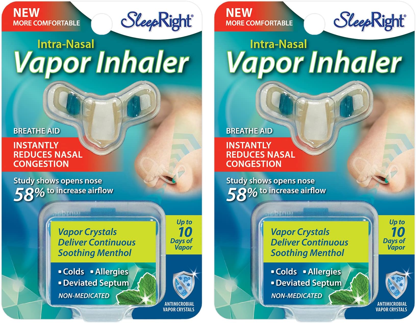 Intra-Nasal Vapor Inhaler Nasal Congestion Reducer SleepRight Nasal Breathe Aid (2-Pack)