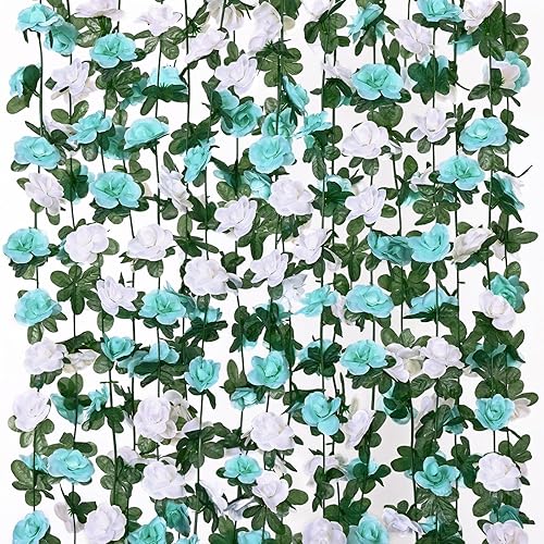 KHOYIME 9 Pack 72 FT Artificial Flower Garland, Fake Blue