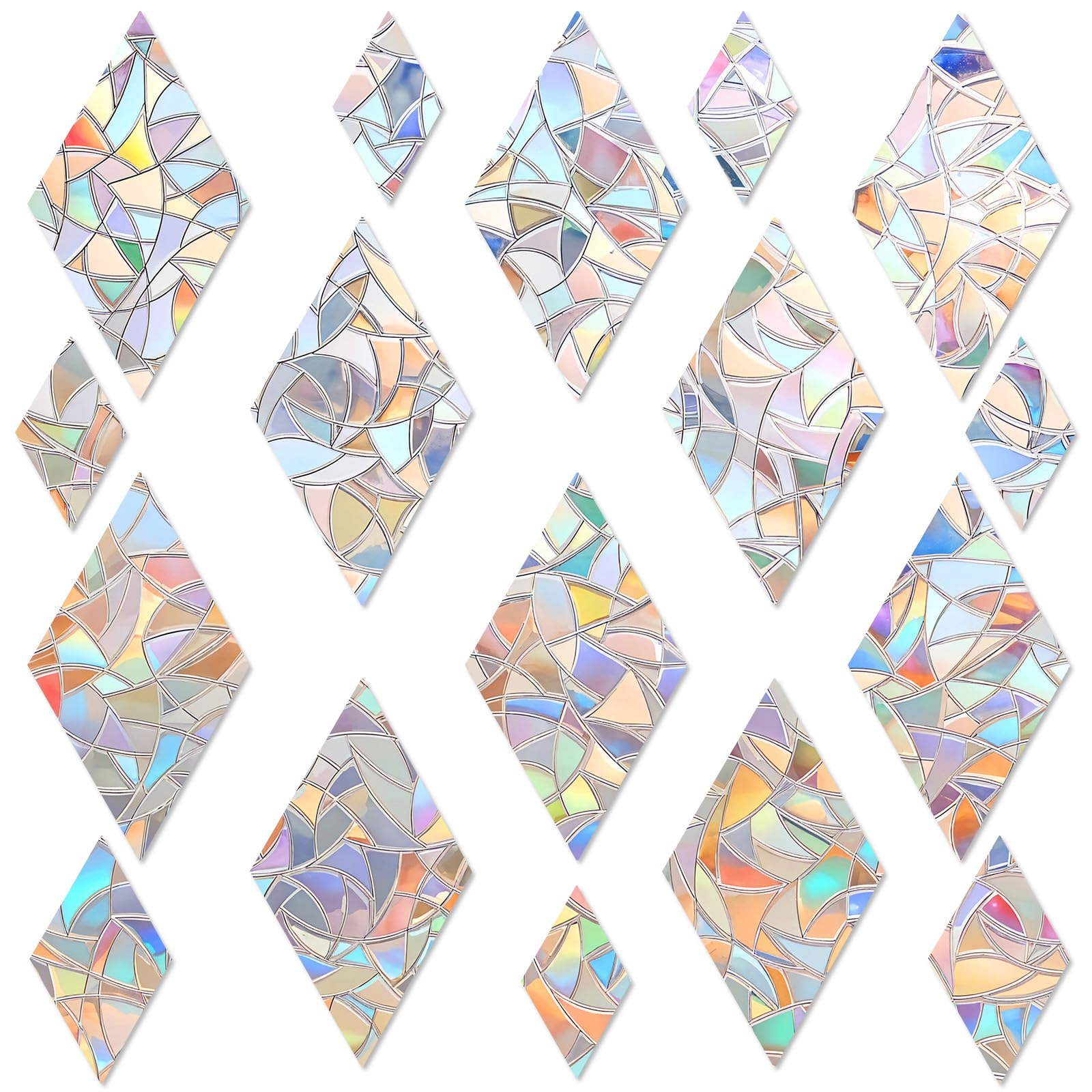 51 Stück Prism-Fenster-Abziehbilder PVC Anti-Kollisions-Aufkleber Vogelschutz Regenbogen Fensterfolie Kreisförmig Sonnenfänger Sticker Dekoration für Stoppt Vögel Türfenster Esszimmer Schlafzimmer