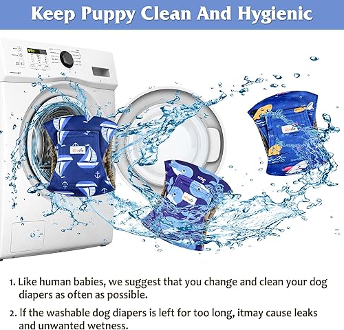 Miniatura 7 de Pañales reutilizables para perros machos, 3 unidades, lavables de alta calidad para perros machos, de alta absorción, para orinar y entrenar